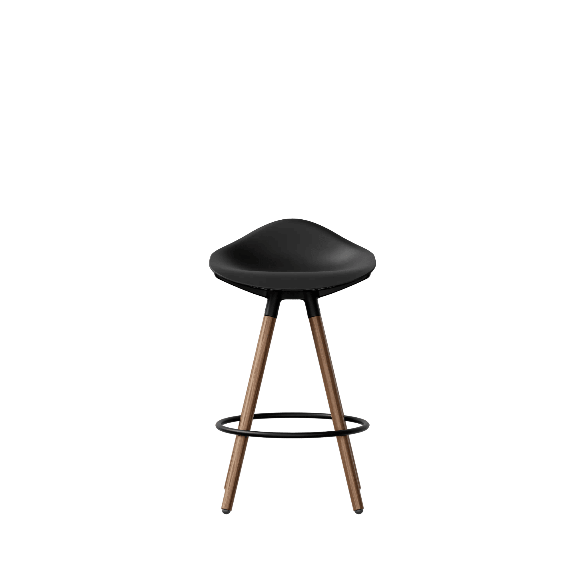 Sedeo Counter Height Stool: Black / Walnut on Oak / Black